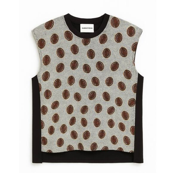 Bimba Y Lola Abstract Print Sleeveless Blouse Top White Black Size Medium - Picture 1 of 10